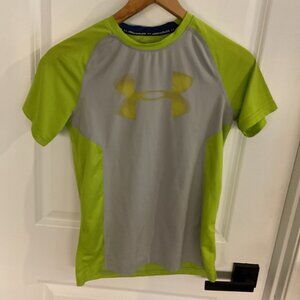 Under Armour HeatGear Fitted Neon & Gray Athletic Shirt - Youth Boys Size XL